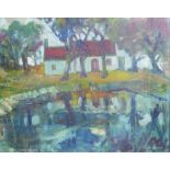 Jean Irwin, 'Reflections, Mull', oil on board, signed, framed under glass, 59 x 49cm