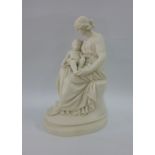 Parian mother and child figure group, 29cm high