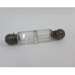 Victorian silver and glass double ended scent bottle, London 1886, 15.5cm long