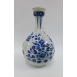 Delft guglet painted with blue flowers, 23cm high