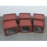 Set of six Japanese lacquered nesting tables, largest 38 x 21cm (6)