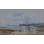 J Wallace, 19th century watercolour of a shore scene with figures, signed and dated 1892, framed