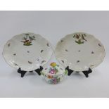 Pair of Herend porcelain dishes, 27cm long, and a small Herend porcelain tureen and cover (3)