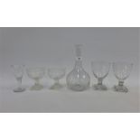 Late 18th and early 19th century glass to include a pair of rummers, decanter, pair of navette