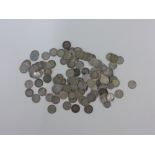 Collection of pre decimal coins to include three pence coins and others and a Cromwell