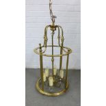 Modern brass lantern light fitting, 40 x 71cm