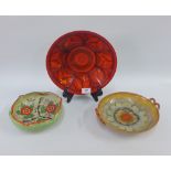Poole Pottery Delphis bowl, German pottery dish and a Japanese Art Deco bowl, (3)