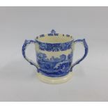 Copeland Spode Italian blue and white pottery loving cup, 15cm