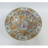 Famille rose Mandarin pattern punch bowl, with restoration, 41cm diameter
