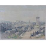 Edinburgh From Calton Hill, a coloured print after David Roberts RA, in a glazed Hogarth frame, 64 x