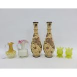 Late 19th and early 20th century glass to include a pair of vases with autumn flower pattern, two