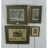 Group of four 19th century glass blowing prints to include 'Grinding & Polishing' etc, all framed