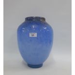 Large Scottish art glass vase, pale blue with aventurine inclusions, (chip to footrim, etc) 31cm