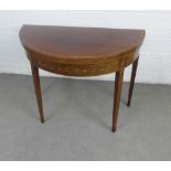 Georgian style mahogany and inlaid demi lune tea table, circa late 19th century, with stringing