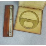 Troughton & Simms, London 360 degree brass protractor, 38cm diameter, boxed, together with a G.W