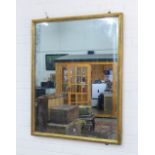 Large wall mirror within a plain gilt frame, the rectangular plate with a distressed mercury finish,