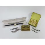 Mixed lot to include a Georgian silver and mother of pearl fruit knife and another, modern pen,