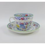 Mintons oversized blue and white breakfast cup and saucer, (2)