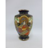 Japanese hexagonal baluster vase painted with figures, 30cm