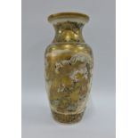 Japanese Satsuma baluster vase, finely painted with figures, 32cm high