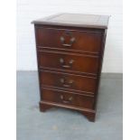 Mahogany filing cabinet with brown leather skiver to top 49 x 77 x 61cm
