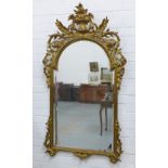 A modern mirror with a basket of flowers gilt resin frame, size overall 78 x 142cm, (one small piece