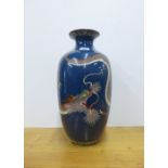 Large cloisonne dragon vase with blue ground, 45cm high