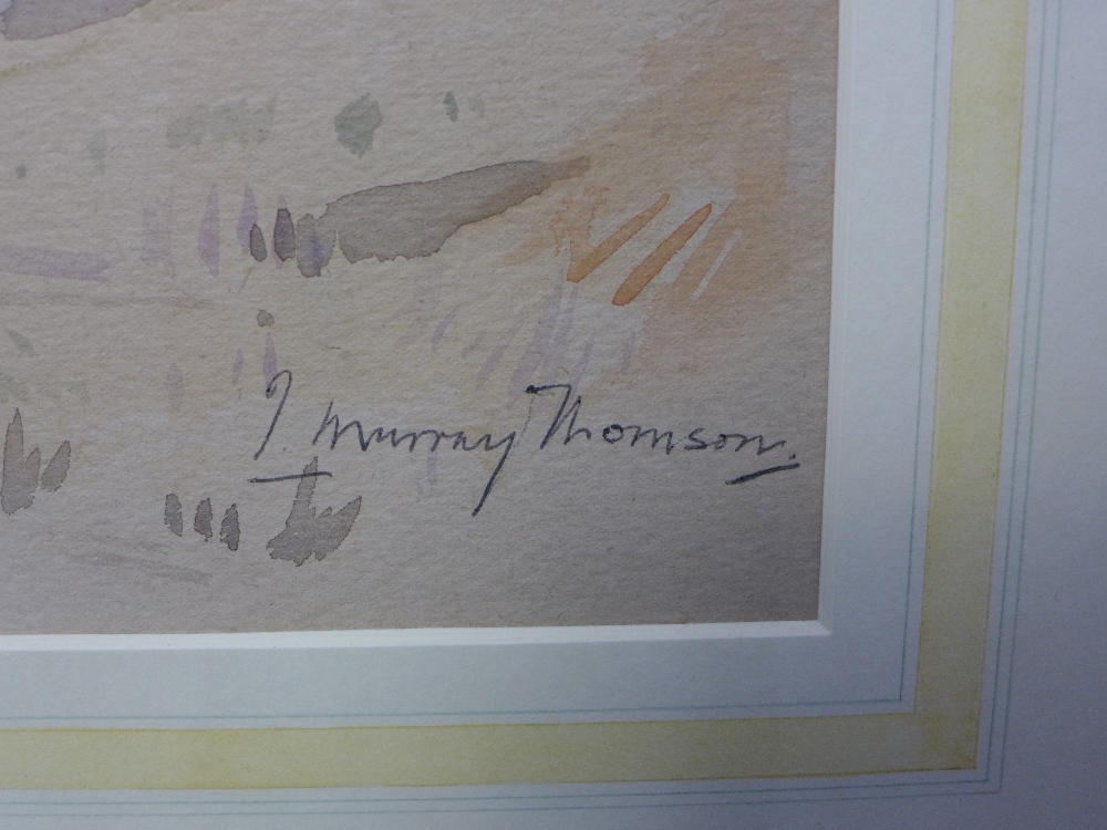 John Murray Thomson, watercolour of haystacks, signed and framed under glass, 37 x 28cm - Image 3 of 3