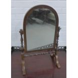 Mahogany and inlaid dressing mirror of small proportions, 52cm high