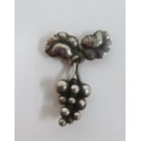 Georg Jensen 'Moonlight Grapes' Sterling silver brooch, stamped with makers mark GEORG JENSEN