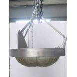 Jean Noverday Art Deco glass and chromed metal ceiling light