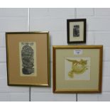 Barbara Robertson, a group of three framed prints to include ' Sleeping in the Sun'. 'No fish -