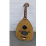 A vintage lute with gourd inlaid back, 85cm long