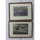Two black and white photographs to include the Acropolis and the Parthenon, framed under glass, 35 x