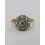 18ct gold and platinum diamond cluster ring