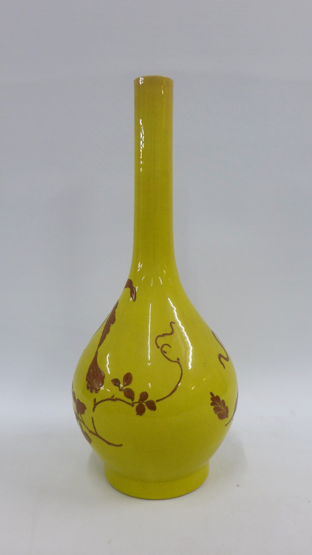 Late 19th / early 20th century yellow glazed vase with squirrel and carrot pattern, 47cm high - Image 3 of 4