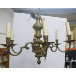 Brass Dutch style six branch ceiling light / chandelier