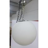 Modern opaque white glass and chromed metal ceiling light