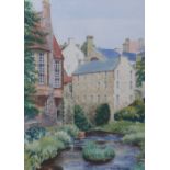 Victor Farris, watercolour of The Dean Village, Edinburgh, signed and dated 1994, framed under glas