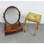 Mahogany dressing mirror with an oval plate and two drawers to the base, 65cm, together with a