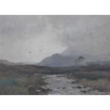 A.W Hogg, watercolour landscape with stream, signed and dated 1905, framed under glass, 36 x 26cm