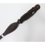 South Africa wooden figural staff, 92cm long