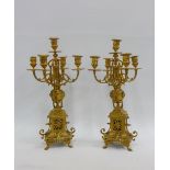 Pair of gilt metal candelabra, 49cm high (2)