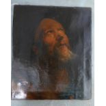 Oil on canvas of St Peter, apparently unsigned, it sits on partial stretcher but is unframed, 37 x