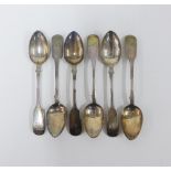 Six Victorian Glasgow silver teaspoons, mixed hallmarks (6)
