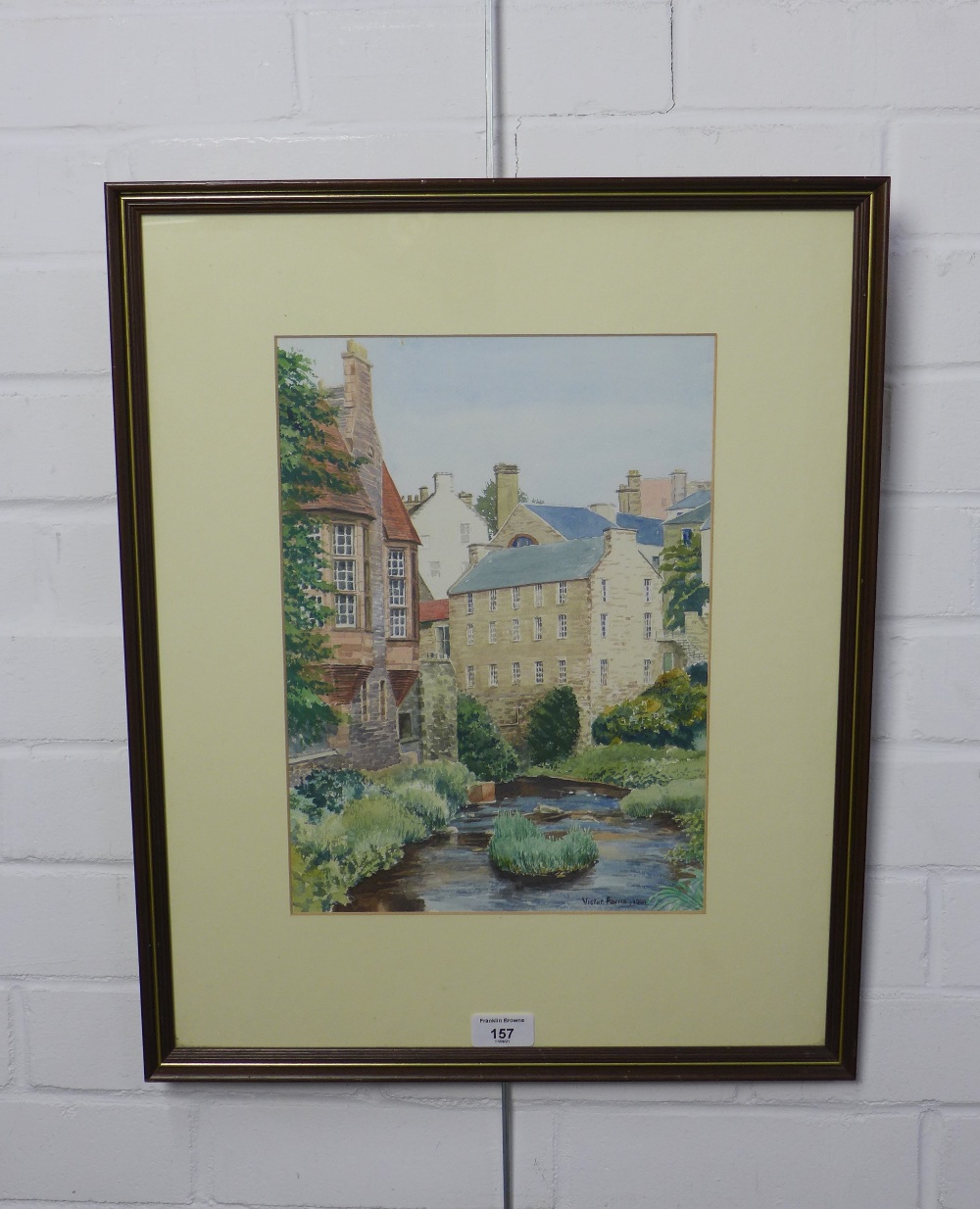 Victor Farris, watercolour of The Dean Village, Edinburgh, signed and dated 1994, framed under glas - Image 2 of 3