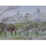 Marjorie Clark, 'Princes Street Gardens', watercolour, singed and framed under glass with a Torrance
