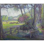 20th century school, oil painting of a farmyard , apparently unsiged, within a moulded frame, 60 x