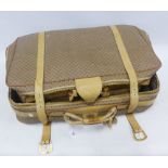 Vintage Gucci leather and canvas luggage to include a large suitcase and two smaller (3)