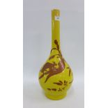 Late 19th / early 20th century yellow glazed vase with squirrel and carrot pattern, 47cm high